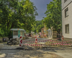 Общ изглед на ремонта на улица Съзаклятие. Улица Съзаклятие